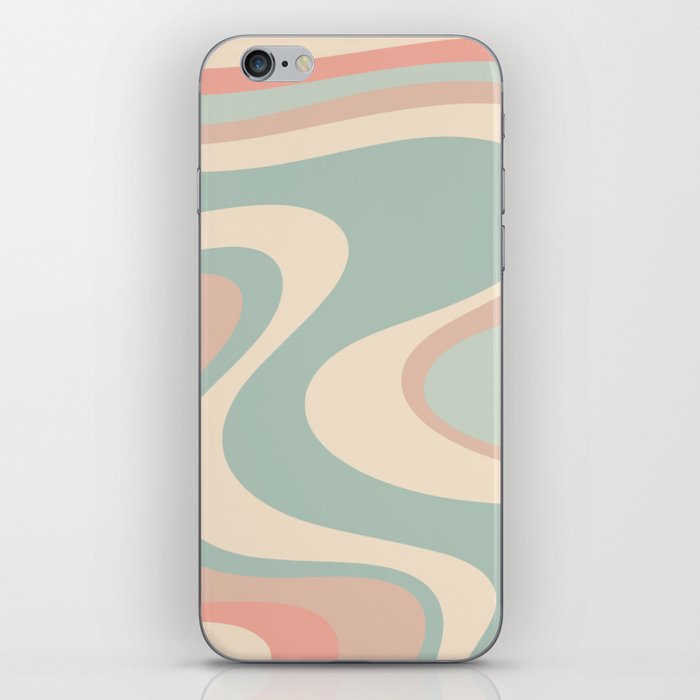 Retro Dream Abstract Swirl Pattern in Celadon Blush iPhone Skin