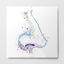 Nose Anatomy Watercolor Drawing Metal Print | Graphicdesign, Anatomical, Splashes, Otolaryngologist, Doctor Gifts, Surgeon, Ent Doctor, Rhinology, Digital, Splatters 