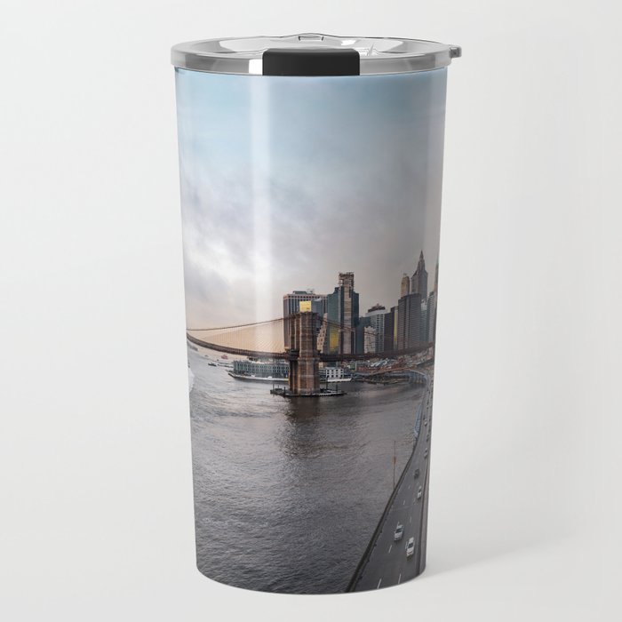 New York City Skyline and the Brooklyn Bridge | Panoramic Travel Photography in NYC Travel Mug