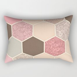 Caramel, Cocoa, Strawberry & Cream Hexagon & Doodle Pattern Rectangular Pillow