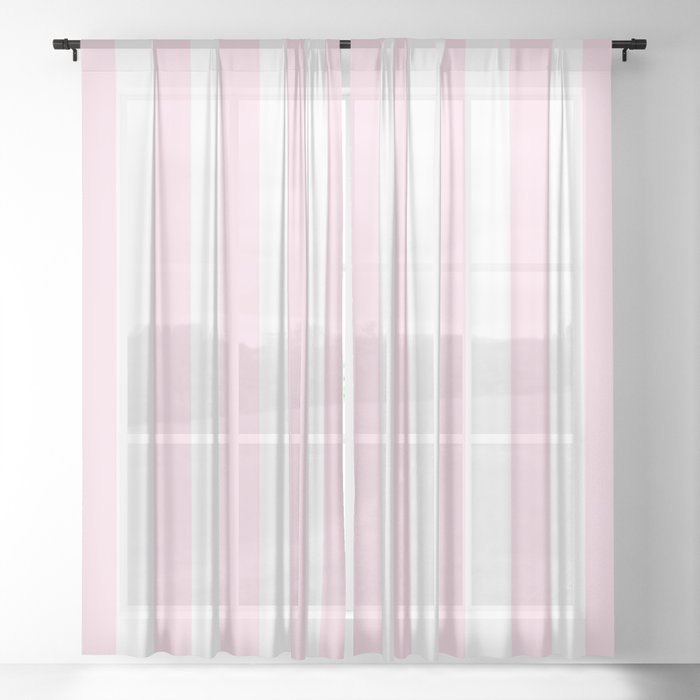 Simple Pink and White stripes, vertical Sheer Curtain