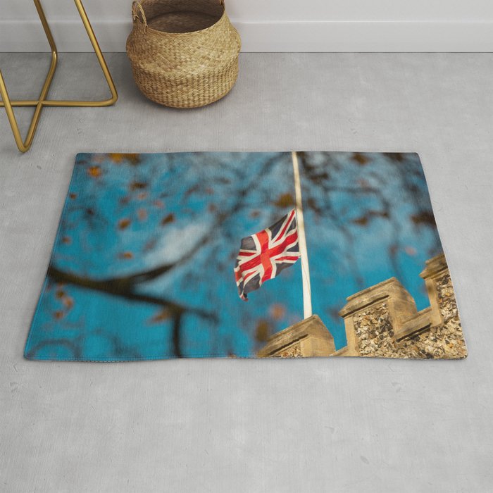 Great Britain Photography - The British Flag Halfway Hung Up Rug