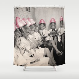 Pink Hair Dryers Vintage Shower Curtain