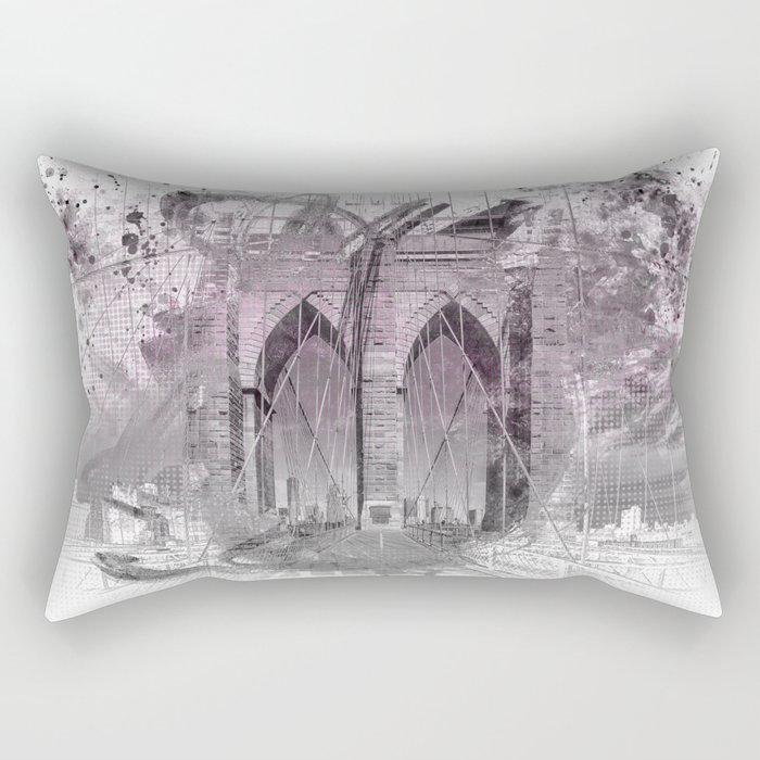 City Art Brooklyn Bridge in Detail | rose Rectangular Pillow