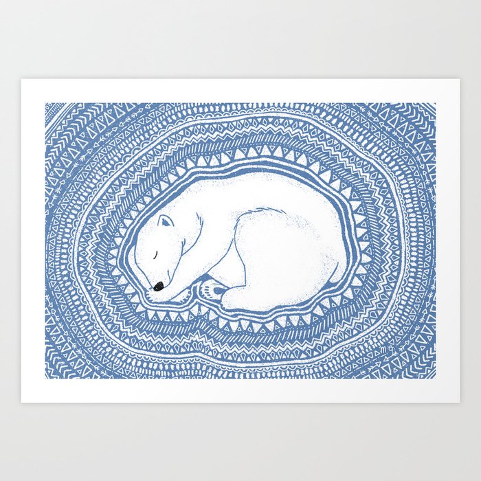 Polar bear, floe, pattern Art Print