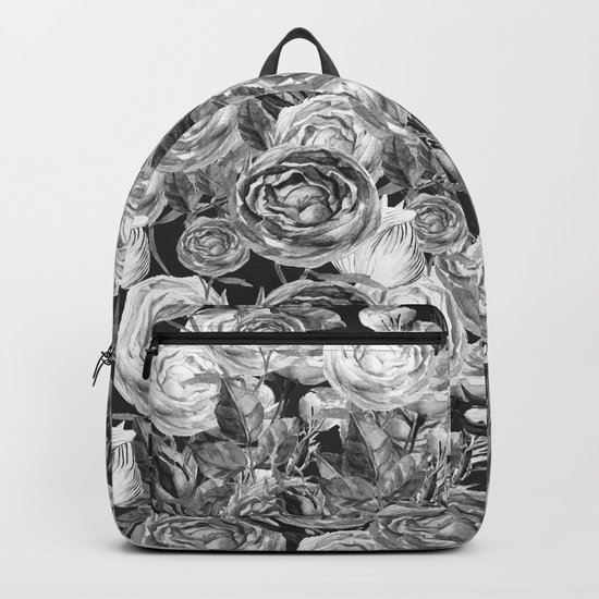 Vintage Roses Black And White Backpack