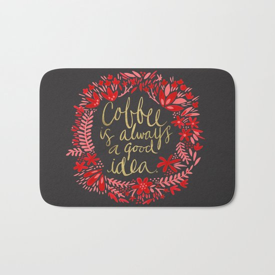 Coffee on Charcoal Bath Mat