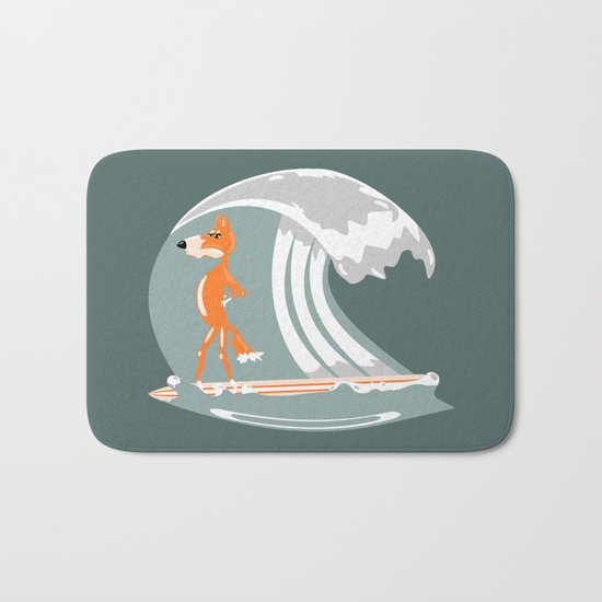 Fox Surfing Bath Mat