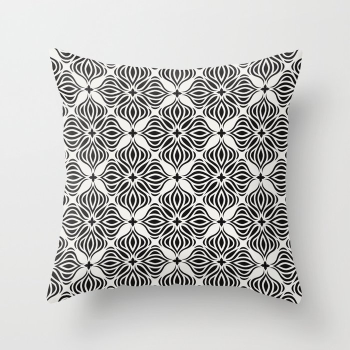 Retro Black and White Tile Pattern Throw Pillow