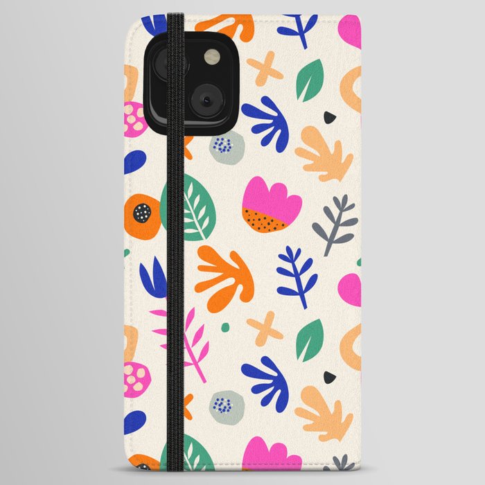 Floral Paper Cutout Collage Pattern iPhone Wallet Case