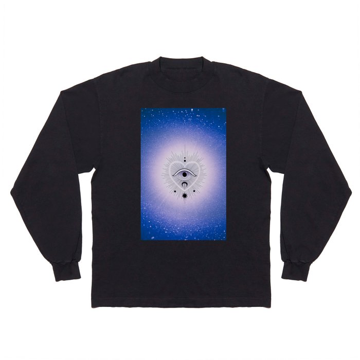 Lunar sky blue pink outer space star nebula evil eye Long Sleeve T Shirt