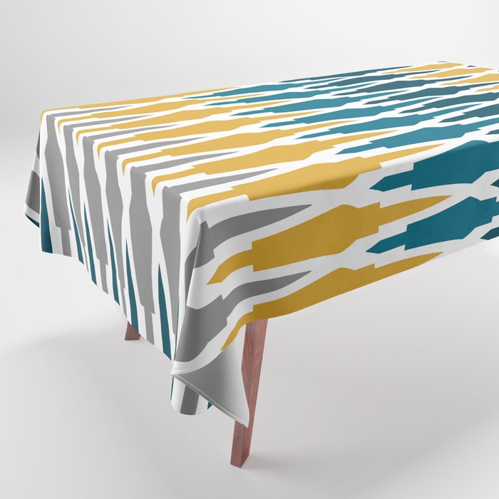Yellow and shop gray tablecloth
