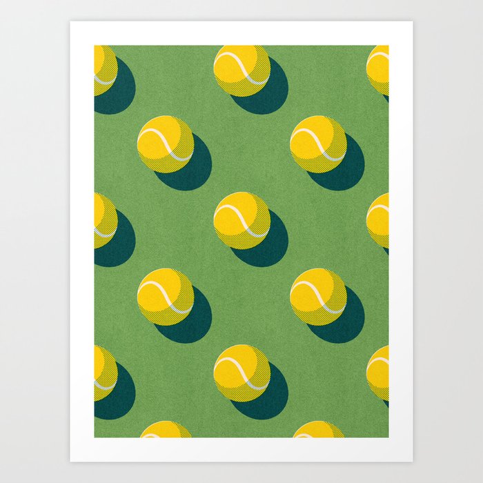 BALLS Tennis - grass court - pattern Art Print
