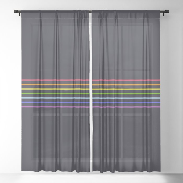 Fine Rainbow Colored Retro Lines Sheer Curtain