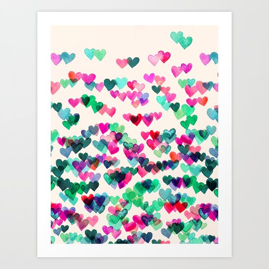 Heart Connections II - watercolor painting (color variation) Art Print