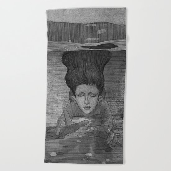 Sea Lady illustration Beach Towel