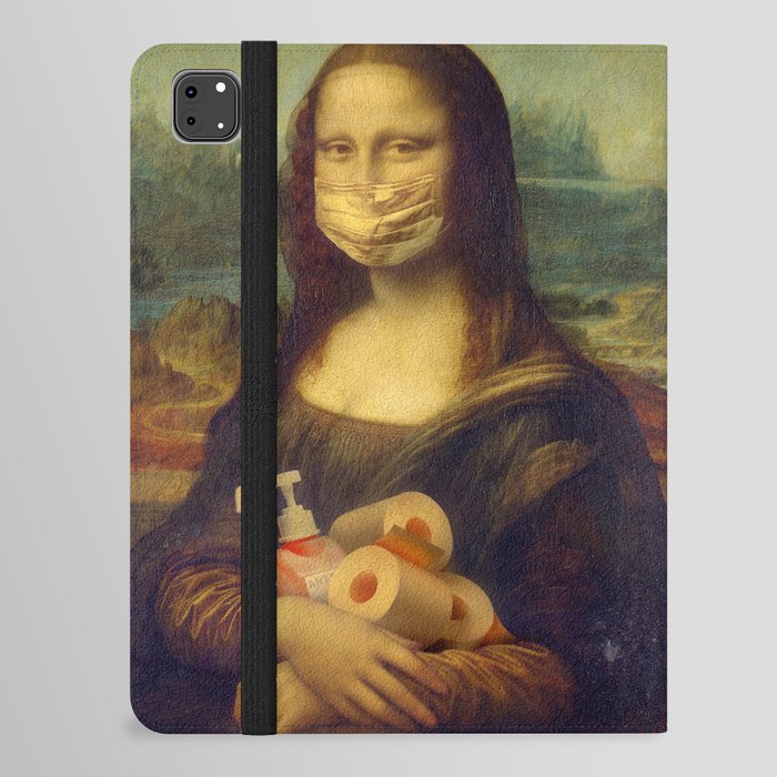 Mona Lisa in the golden mask. Pandemic main things iPad Folio Case
