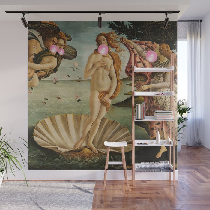 Botticelli's Bubble Gum Contest The Birth of Venus "renaissance" pop art painting Wall Mural