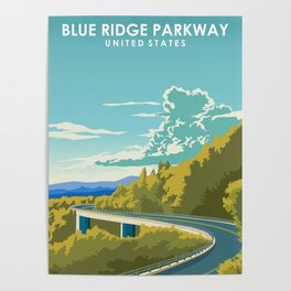 Blue Ridge Parkway United States road trip Travel Poster Poster