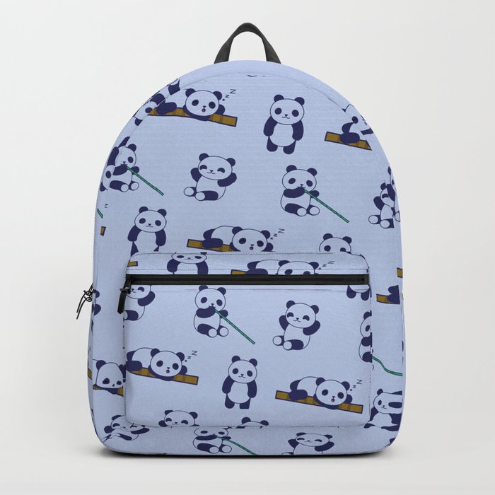 Cartoon Panda Outline Pattern (Light Blue) Backpack
