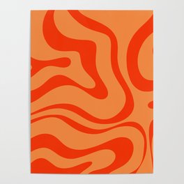 Orange Orange Modern Retro Liquid Swirl Abstract Pattern Poster