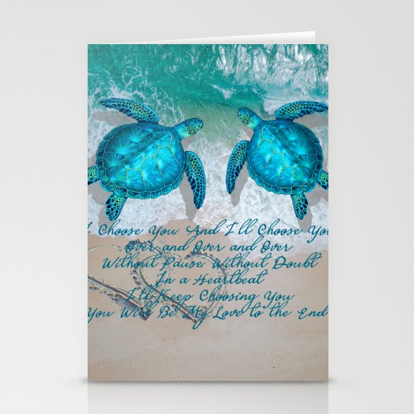 Sea Turtle Ocean Beach Couple's Love Quote Gift Stationery Cards
