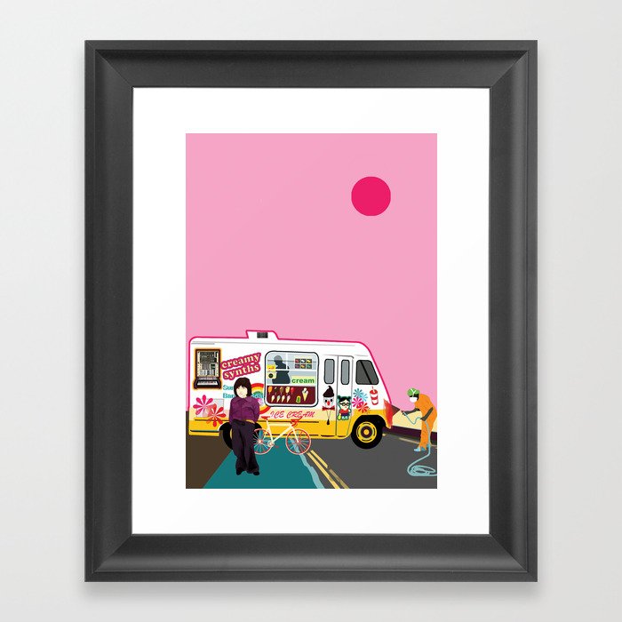 Ice Cream and Synth Framed Art Print