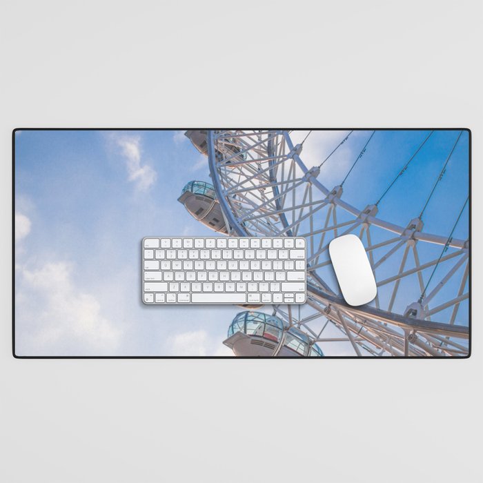 Great Britain Photography - London Eye Under The Blue Cloudy Sky Desk Mat