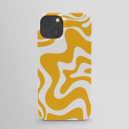 Marigold Liquid Swirl - Retro Modern Abstract Pattern in Yellow-Orange iPhone Case