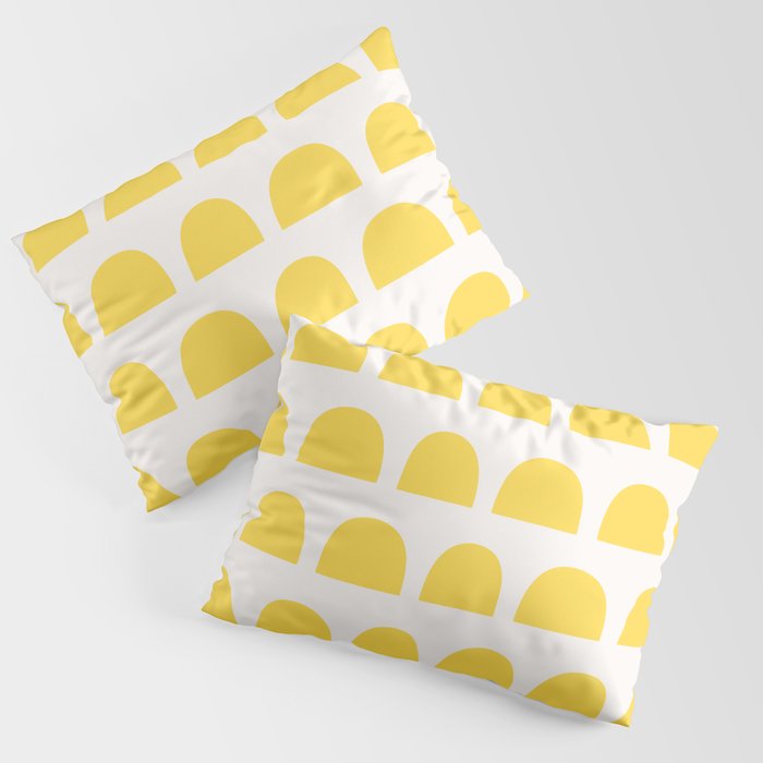 Yellow Mid Century Arc Shapes Minimal Pattern Pillow Sham