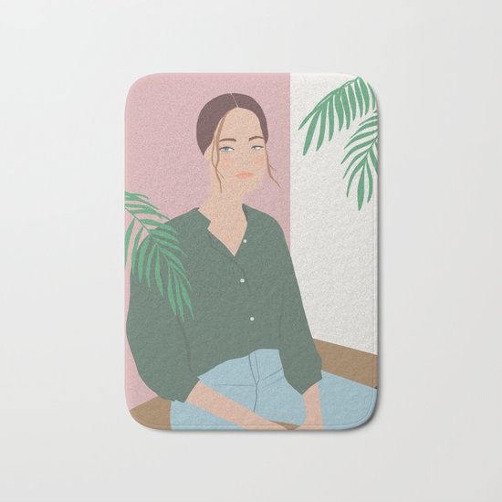 Summer Breeze, girly, fashion illustration, illustration, aloha, summer, tropical, hawaiian art Bath Mat