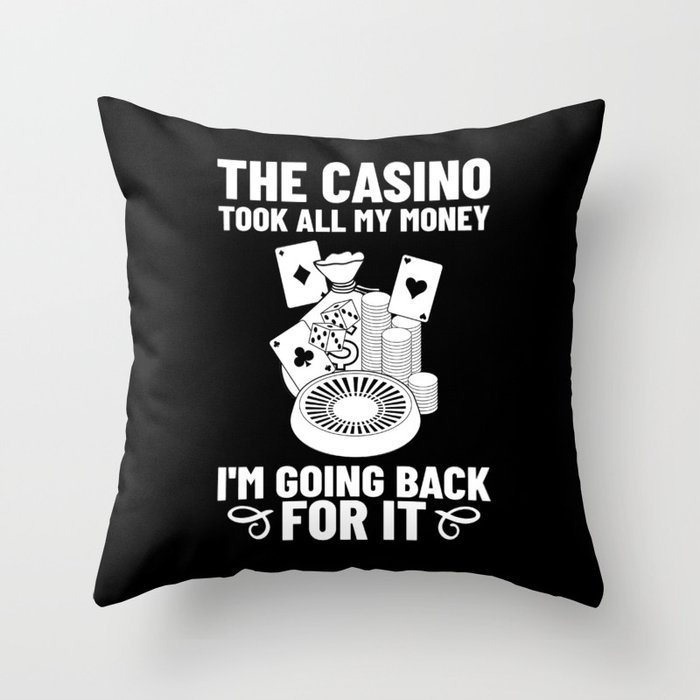 Casino Slot Machine Game Chips Card Player Throw Pillow
