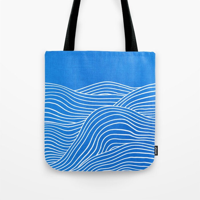 French Blue Ocean Waves Tote Bag