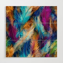 colorful Beautiful Feathers Polishing Wood Wall Art