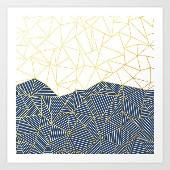 Ab Half and Half Navy Gold Art Print