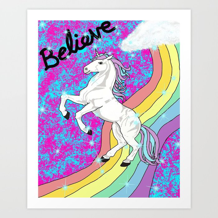 Download Believe (Unicorn) Art Print by floridasbluestangel | Society6