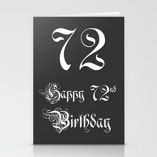 Happy 72nd Birthday - Fancy, Ornate, Intricate Look Stationery Cards