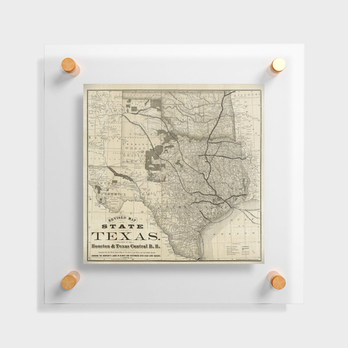 Old Map of Texas 1876 Vintage Wall map Restoration Hardware Style Map Floating Acrylic Print