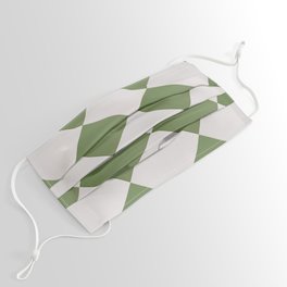 Green and White Diagonal Checkered Pattern Face Mask