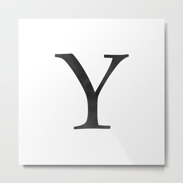 Letter Y Initial Monogram Black and White Metal Print