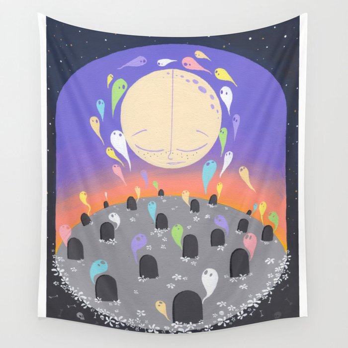 Ghost in the Graveyard Wall Tapestry