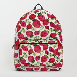 STRAWBERRY JAM Backpack | Fruit, Red, Strawberry, Curated, Summer, Strawberrypattern, Watercolor, Strawberries, Painting, Pattern 