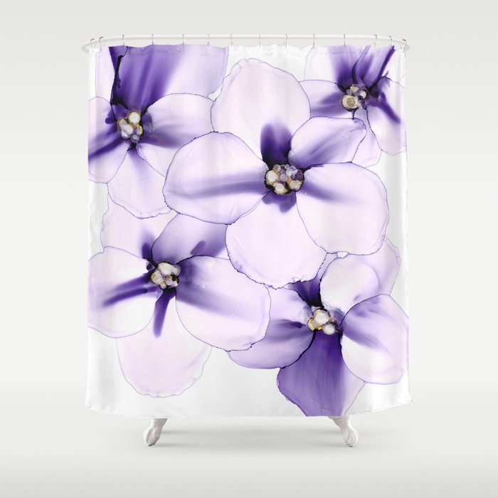 Spring Simplicity Fluid Floral Painting Shower Curtain
