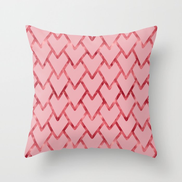 Valentine's day artistic rose gold hearts pattern Throw Pillow