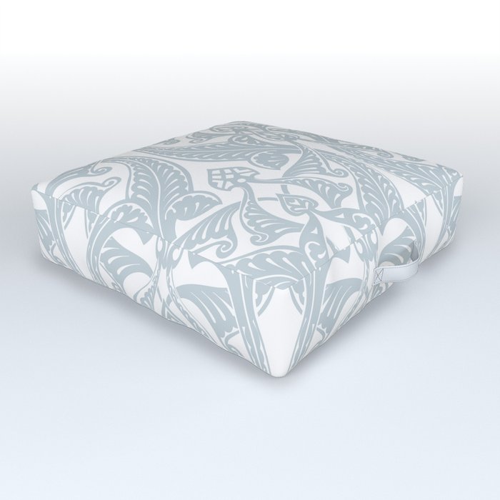 Art Nouveau Silver Grey & White Pattern Outdoor Floor Cushion