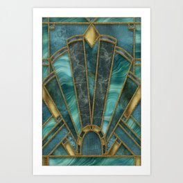 Elegant Stained Glass Art Deco Window With Marble And Gemstone Art Print