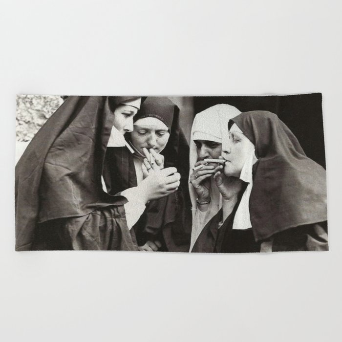 Nuns Smoking Beach Towel