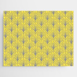 Art Deco Fan - Gray + Yellow Jigsaw Puzzle