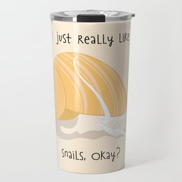 I Just Really Like Snails Gold Travel Mug | Painting, Nature, Original, Cute, Aquarium, Snail, Animal, Digital, Mysterysnail, Cartoon 