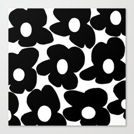 Black Retro Flowers White Background #decor #society6 #buyart Canvas Print